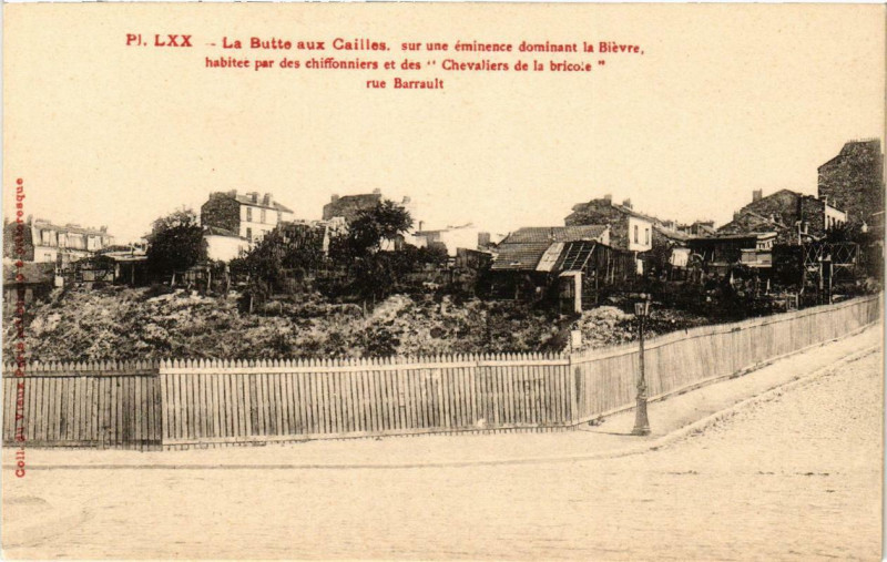 Carte postale ancienne Paris 13e La Butte auz Cailles. Rue Barrault à Paris 13e