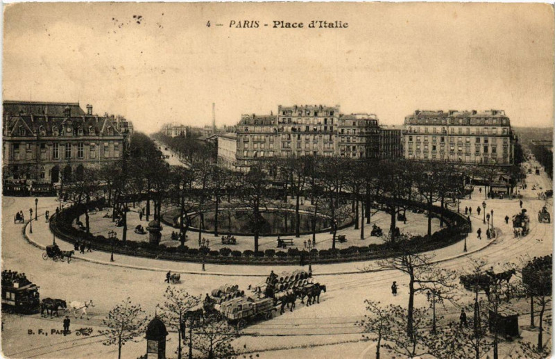 Carte postale ancienne Place d'Italie à Paris 13e