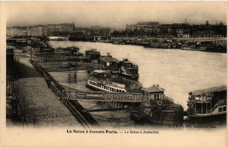 Carte postale ancienne La Seine à Austerlitz à Paris 5e