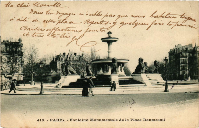 Carte postale ancienne Paris 12e Fontaine Monumentale de la Place Daumesnil à Paris 12e