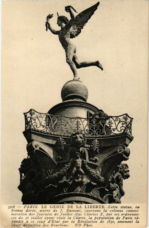 Carte postale ancienne Paris 12e La genie de la Liberte à Paris 12e
