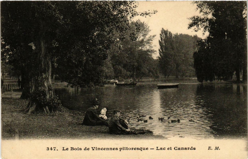 Carte postale ancienne Paris 12e Le Bois de Vincennes pittoreque. Lac et Canards à Paris 12e