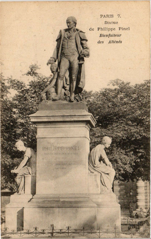 Carte postale ancienne Statue de Philippe Pinel - Bienfaiteur des Aliénés à Paris 13e