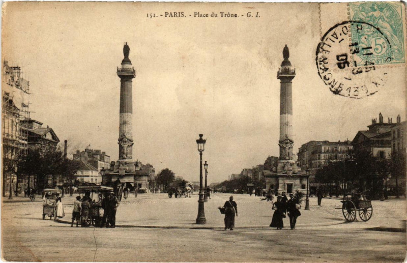 Carte postale ancienne Paris 12e Place du Throne à Paris 12e
