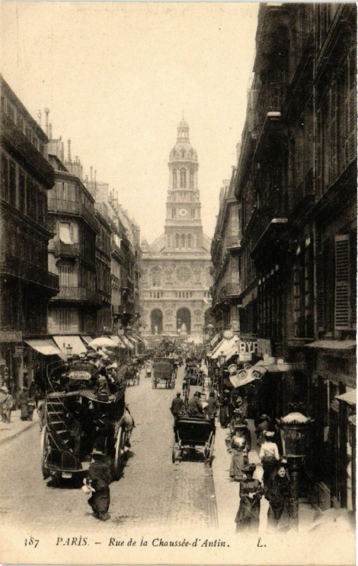 Carte postale ancienne Paris 9e Rue de la Chausse-d'Antin à Paris 9e