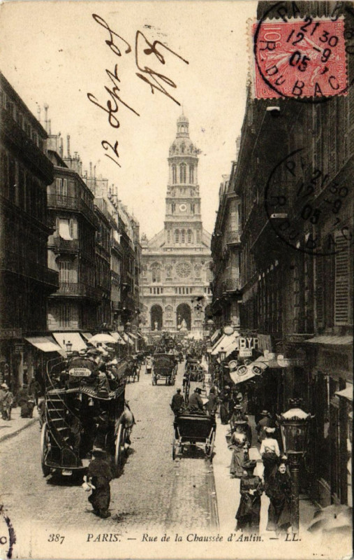 Carte postale ancienne Paris 9e Rue de la Chausse-d'Antin à Paris 9e