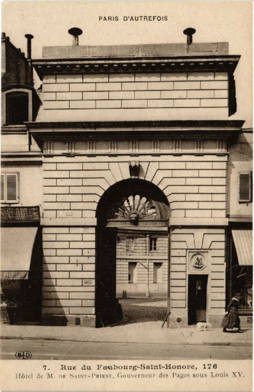 Carte postale ancienne Hôtel de M. de Saint-Priest - Gouverneur des Pages sous Louis XV à Paris 8e