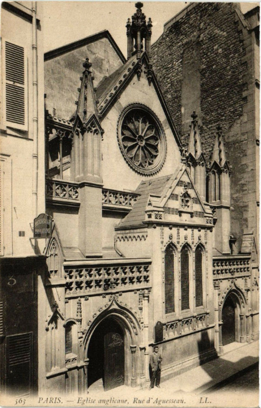 Carte postale ancienne Paris 8e Eglise anglicane. Rue d'Aguesseau à Paris 8e