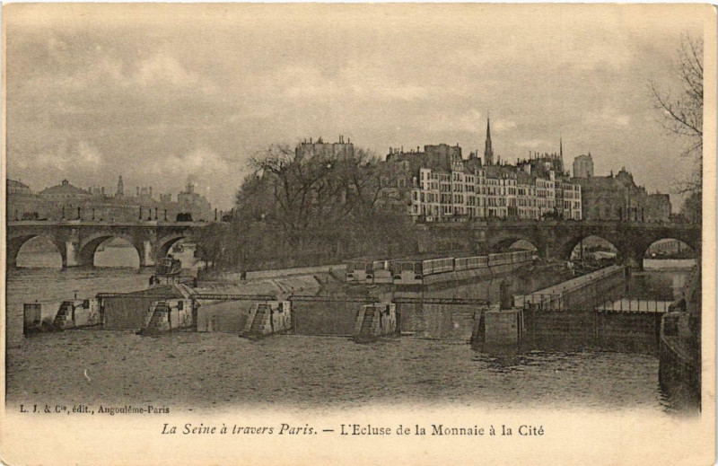 Carte postale ancienne L'Ecluse de la Monnaie à la Cité à Paris 6e