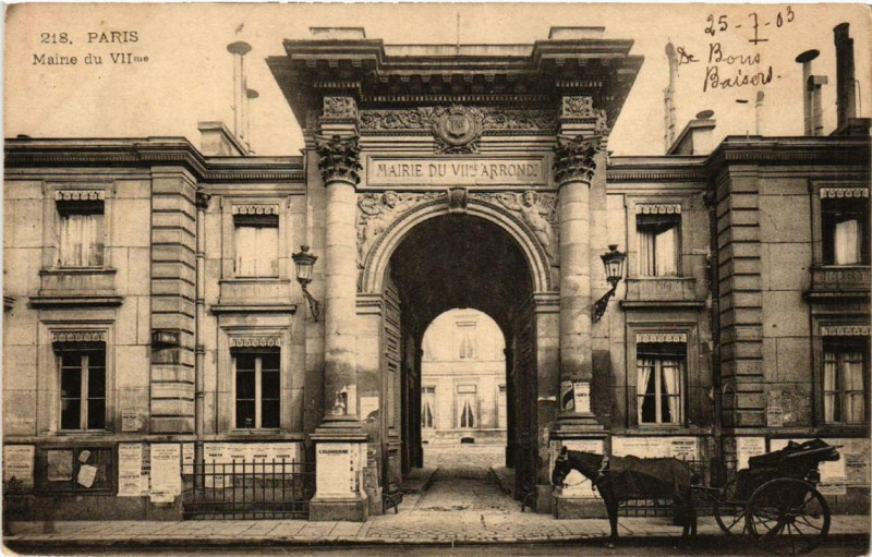 Carte postale ancienne Paris 7e Mairie du VIIme à Paris 7e