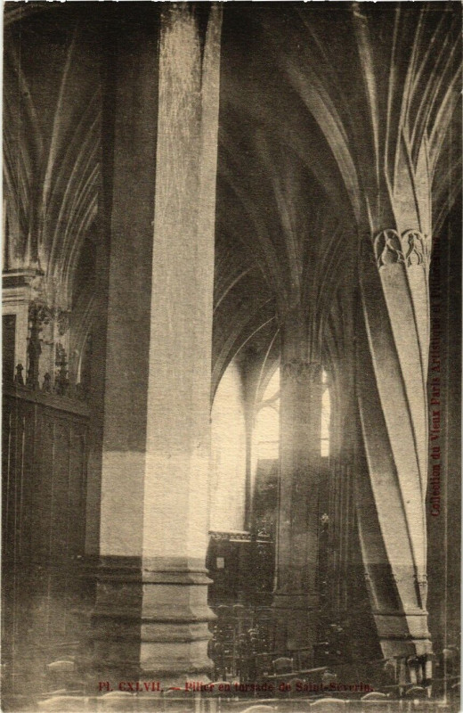 Carte postale ancienne Paris 5e Saint-Severin. Pilier en torsade à Paris 5e