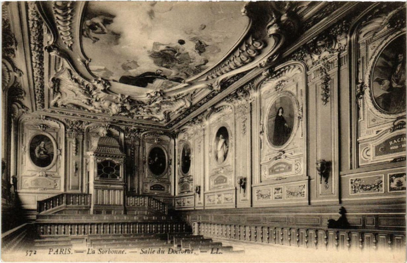 Carte postale ancienne Paris 5e La Sorbonne. Salle du Doctorat à Paris 5e