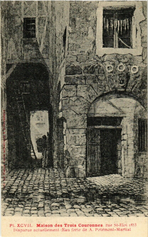 Carte postale ancienne Paris 5e rue Saint-Eloi. Maison des Trois Couronnes à Paris 5e