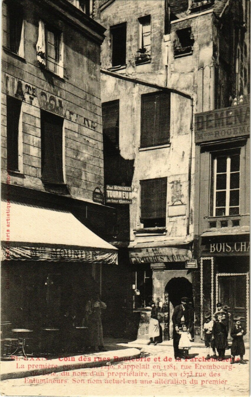 Carte postale ancienne Paris 5e Coin des rues Boutebrie et de la Tarchemineilée à Paris 5e