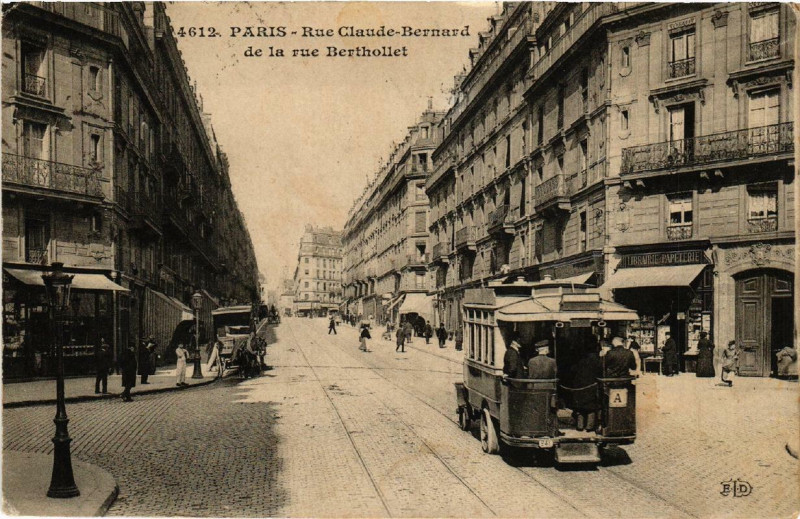 Carte postale ancienne Paris 5e Rue Claude-Bernard. de la rue Berthollet à Paris 5e
