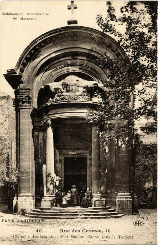 Carte postale ancienne Paris 5e 15 Rue des Carmes. Chapelle des Irlandais à Paris 5e