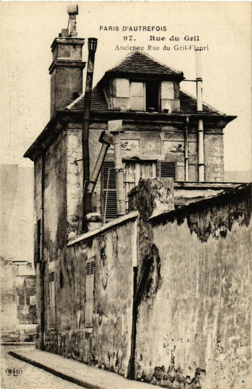 Carte postale ancienne Paris 5e Rue du Gril. Ancienne Rue du Gril-Fleuri à Paris 5e
