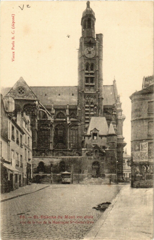 Carte postale ancienne Paris 5e Saint-Etienne-du-Mont. rue de la Montagne Sainte-Genevieve à Paris 5e