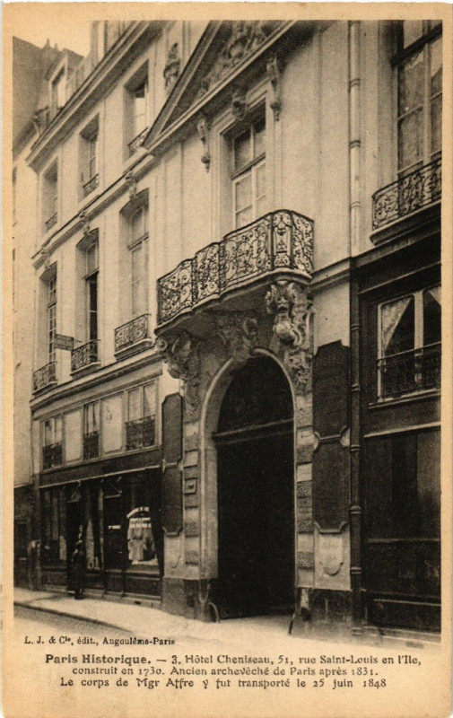 Carte postale ancienne Hôtel Cheniseau - Ancien archeveché de Paris à Paris 4e