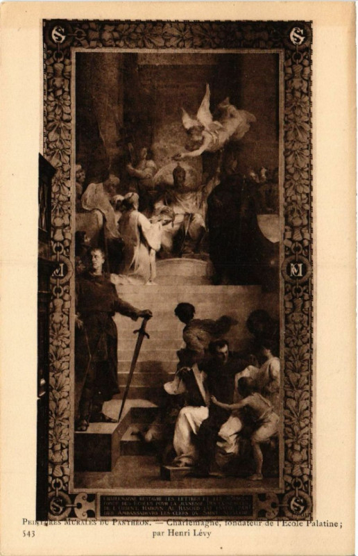 Carte postale ancienne Paris 5e Peintures murales du Pantheon. par Henri Levy à Paris 5e