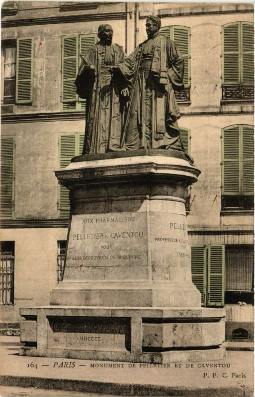 Carte postale ancienne Paris 5e Monument de Pelletier t de Caventou à Paris 5e