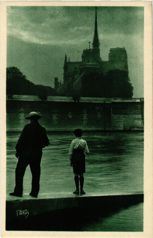 Carte postale ancienne Les jolis coins de Paris 4e Pecheurs pointe de l'Ile Saint-Louis à Paris 4e
