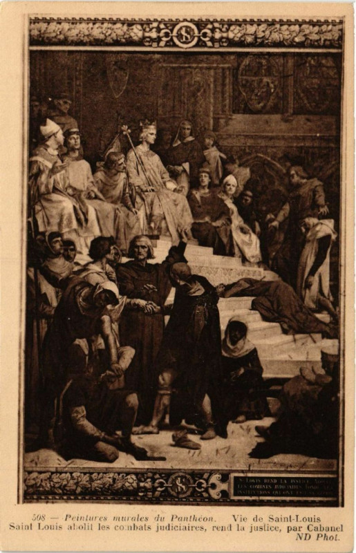 Carte postale ancienne Paris 5e Peintures murales du Pantheon. Par Cabanel à Paris 5e