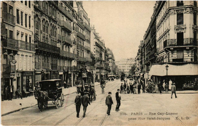 Carte postale ancienne Paris 5e Rue Gay-Lussac. prise Rue Saint-Jacques à Paris 5e