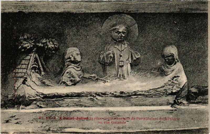 Carte postale ancienne Paris 5e 20 rue Galande. A Saint-Julien à Paris 5e