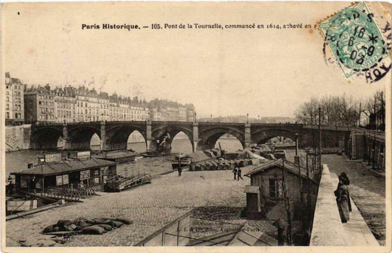 Carte postale ancienne Paris 5e Ponte de la Tournelle à Paris 5e