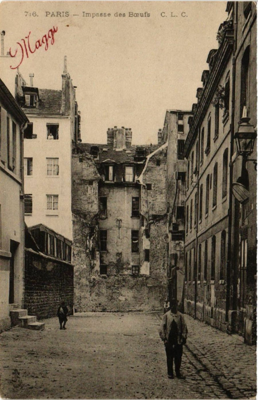 Carte postale ancienne Paris 5e Impasse des Boeufs à Paris 5e