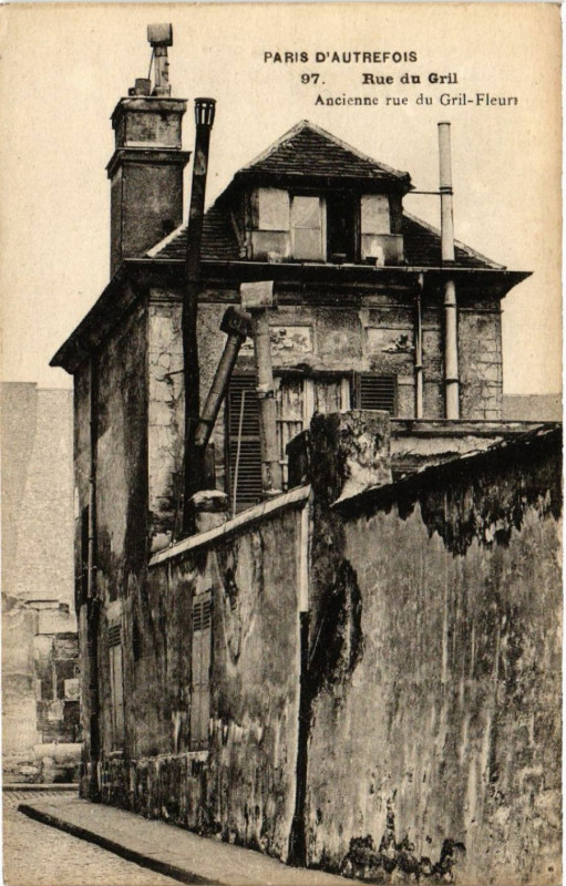 Carte postale ancienne Paris 5e 97 Rue du Gril. Ancienne rue du Gril-Fleurs à Paris 5e