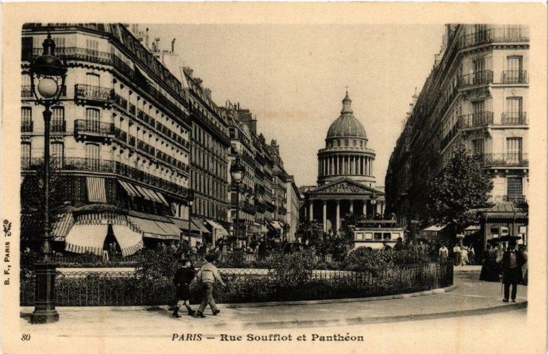 Carte postale ancienne Paris 5e Rue Soufflot Pantheon à Paris 5e