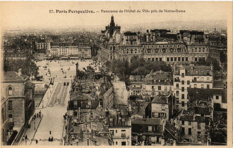 Carte postale ancienne Paris 4e 27. Paris Perspective. Panorama pris de N.-D à Paris 4e