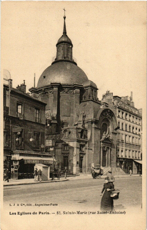 Carte postale ancienne Les Eglises de Paris 4e Sainte-Marie. Rue Saint-Antoine à Paris 4e