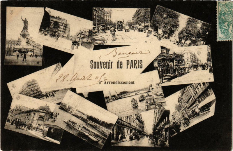 Carte postale ancienne Souvenir de Paris 3e à Paris 3e