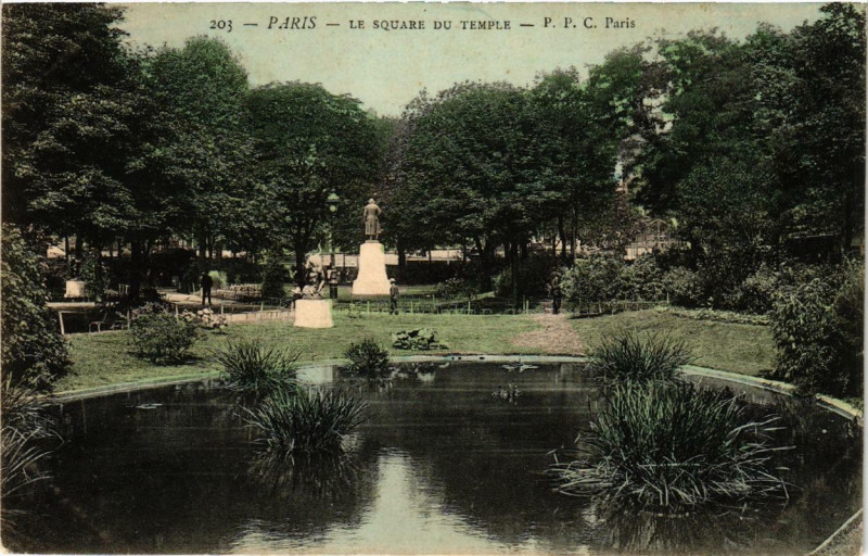 Carte postale ancienne Paris 3e Le Squre du Temple à Paris 3e