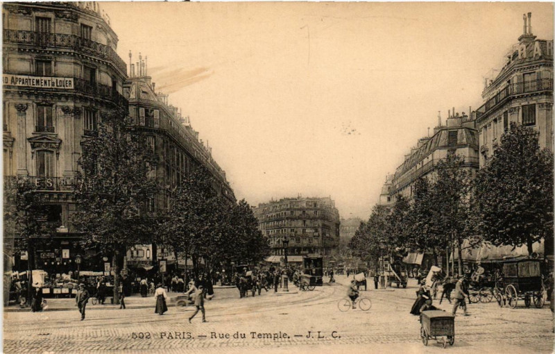 Carte postale ancienne Paris 3e Rue du Temple à Paris 3e