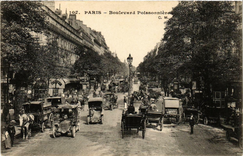 Carte postale ancienne Paris 2e Boulevard Poissonniere à Paris 2e