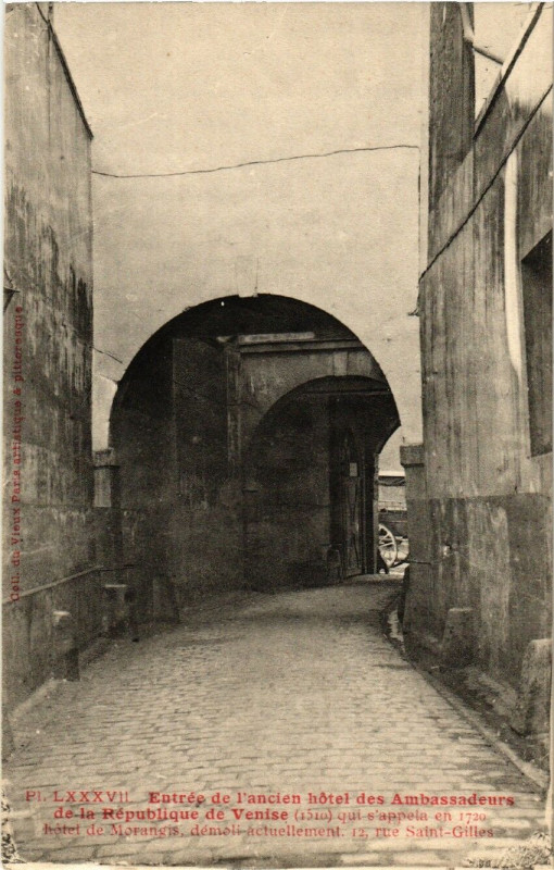 Carte postale ancienne Paris 3e 12 rue Saint-Gilles. Hotel des Ambassadeurs de Venise à Paris 3e