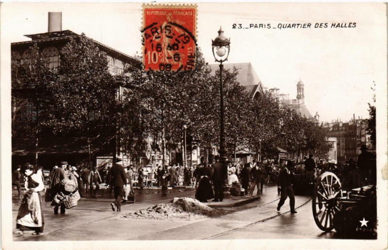 Carte postale ancienne Paris 1e Quartier des Halles