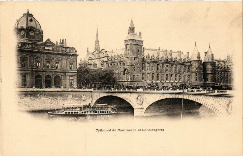 Carte postale ancienne Paris 1e Tribunal de Commerce et Conciergerie