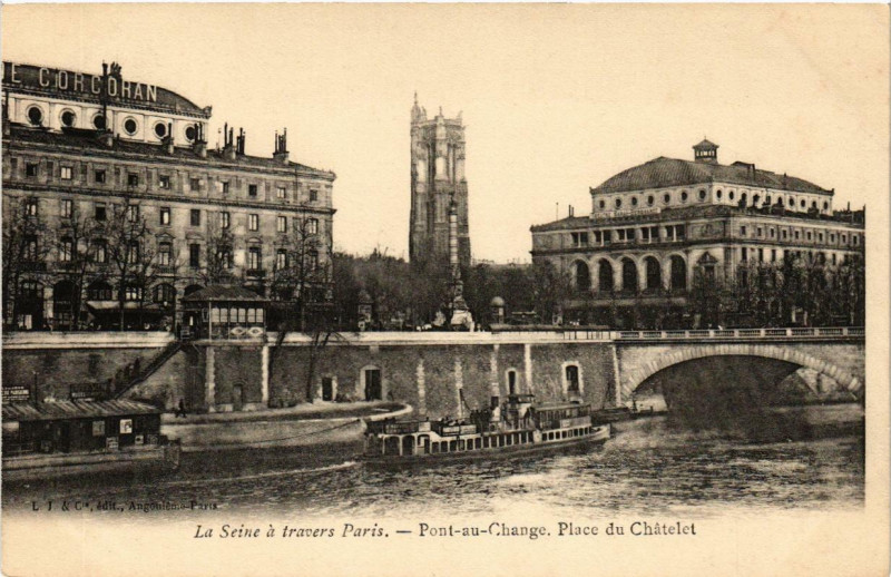 Carte postale ancienne Pont au Change Place du Chatelet à Paris 1er