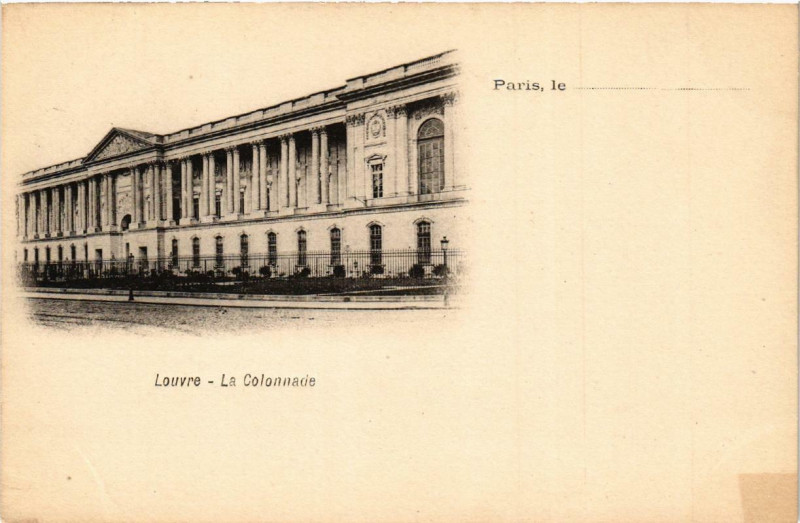 Carte postale ancienne Paris 1e Louvre La Colonnade