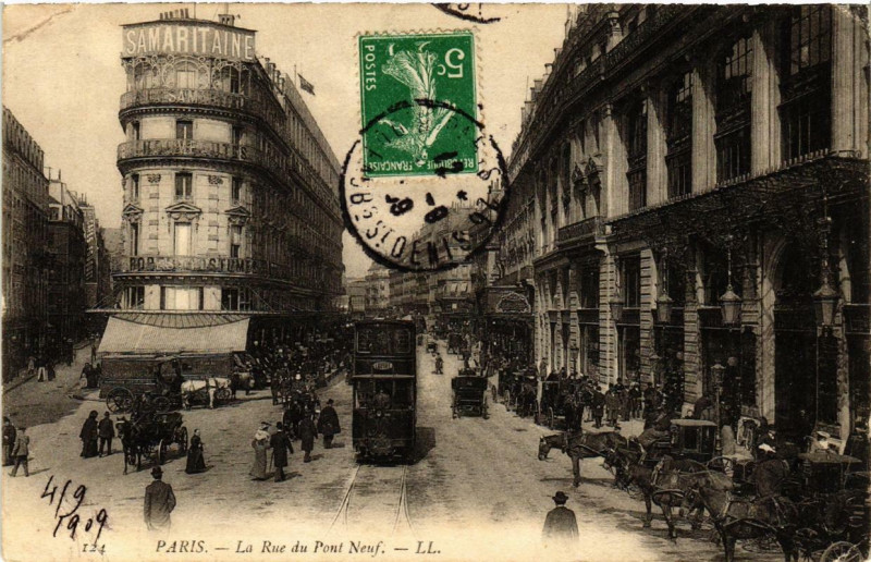 Carte postale ancienne Paris 1e La Rue du Pont-Neuf