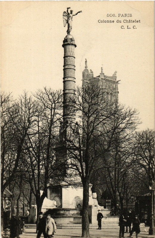 Carte postale ancienne Paris 1e Colonne du Chatelet