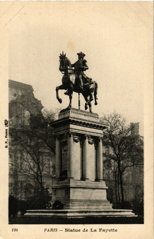 Carte postale ancienne Paris 1e Statue de La Fayette