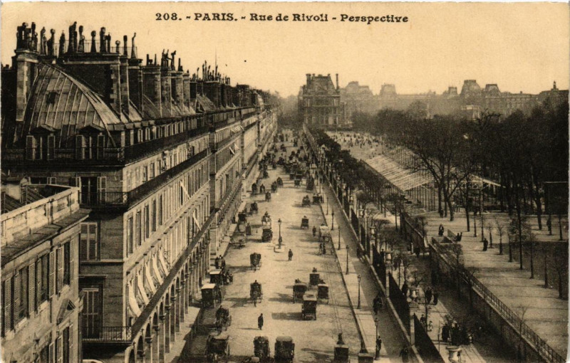 Carte postale ancienne Paris 1e Rue de Rivoli. Perspective