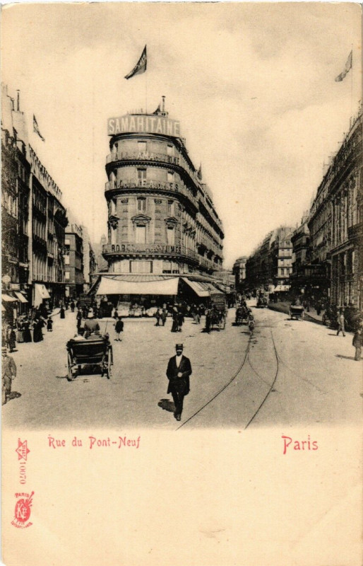 Carte postale ancienne Paris 1e Rue du Pont-Neuf
