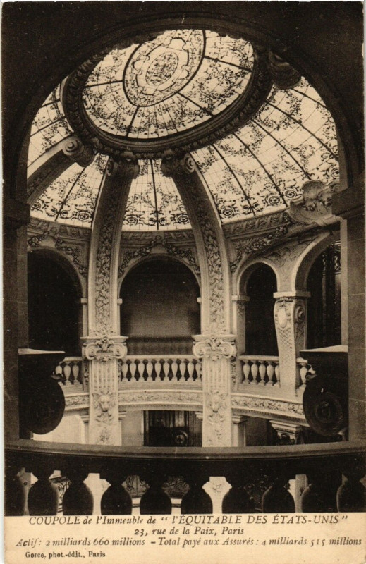 Carte postale ancienne Paris 1e 23 rue de la Paix. L'Equitable Des Etats-Unis